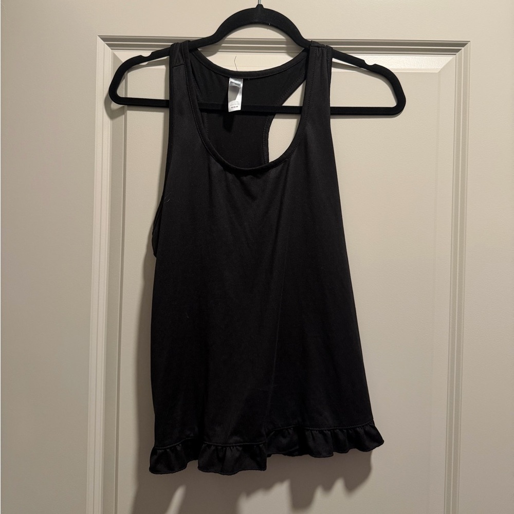 Black Trim Ruffle Tank Top, Size Medium